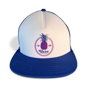 Vans Off the Wall Cold One SnapBack Trucker Hat Victoria Blue & White‎ Pineapple